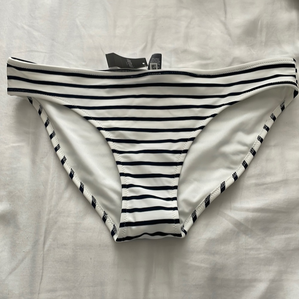 Aerie Navy & White Striped Bikini Bottoms Sz M NWT